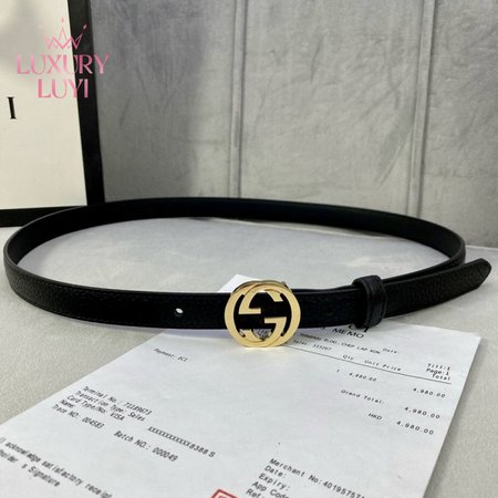 Gucci Thin Black Belt 2.0cm