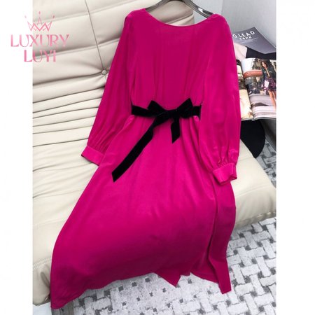 Gucci V-Neck Dress Rose Red