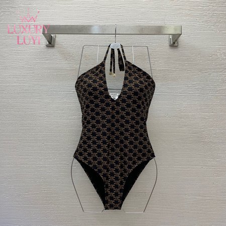 Celine Halter One-Piece Swimsuit