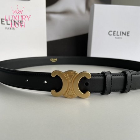 Celine Triomphe Arc De Triomphe Buckle Calfskin Belt 2.5cm