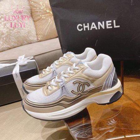 Chanel CC Runner Gold Laminate Sneaker