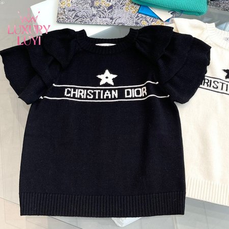 Dior Sweater With Ruffles Black Cashmere Knit With Signature