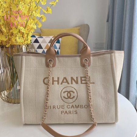 Chanel Deauville Tote Large Light Beige