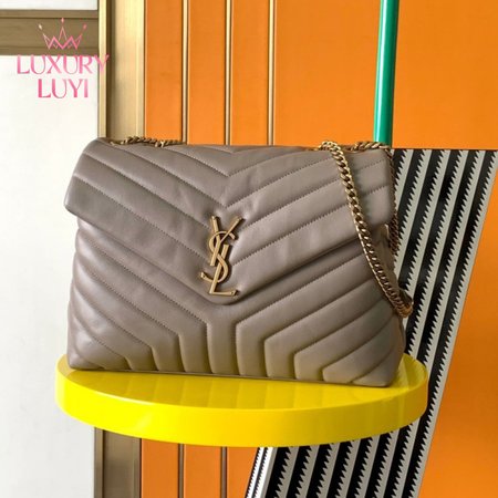 Saint Laurent Loulou Small Quilted Leather Shoulder Bag In Taupe