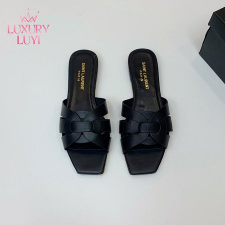 Saint Laurent Tribute Mules In Smooth Leather Sandal