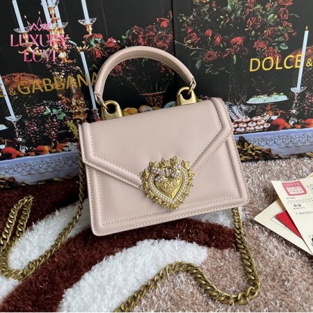 Dolce & Gabbana Small Smooth Calfskin Devotion Bag Pink