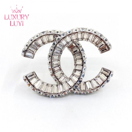 Chanel Strass CC Brooch Silver