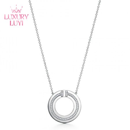 Tiffany T Diamond Circle Pendant in 18k Rose Gold