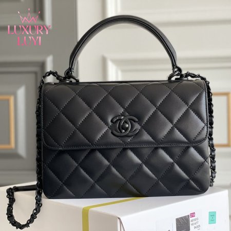 Chanel Flap Bag With Handles Lambskin & Black-Tone Metal