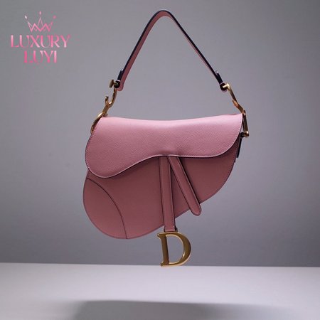 Dior Saddle Bag With Strap Blush Grained Calfskin