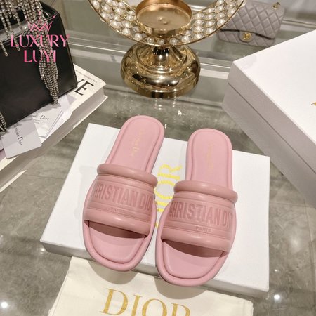 Dior Slide Pink Embossed Lambskin