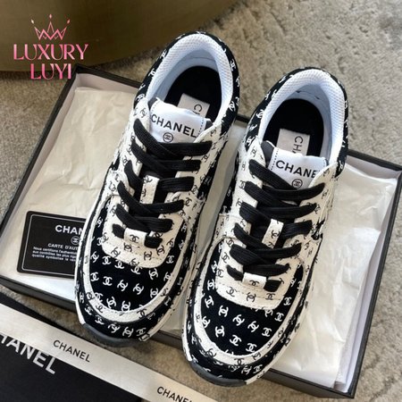 Chanel Suede Trainer Printed CC Sneaker