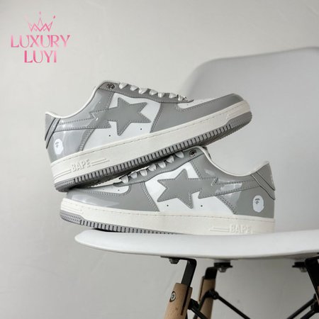 A Bathing Ape Bape Sta Patent Leather White Grey (2023)