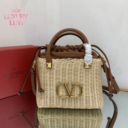 Valentino Garavani VLogo Signature Wicker Tote Bag