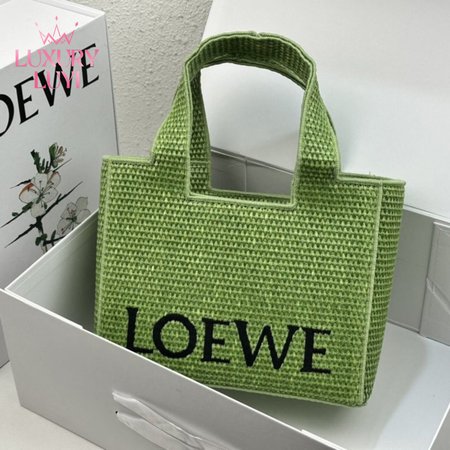 Small LOEWE Font Tote in Raffia