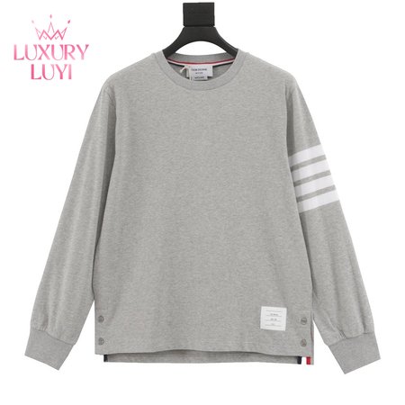 Thom Browne L/S Rugby Tee - Light Grey