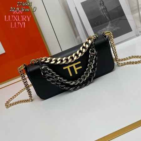 Tom Ford Palmellato Leather Triple Chain Small Shoulder Bag