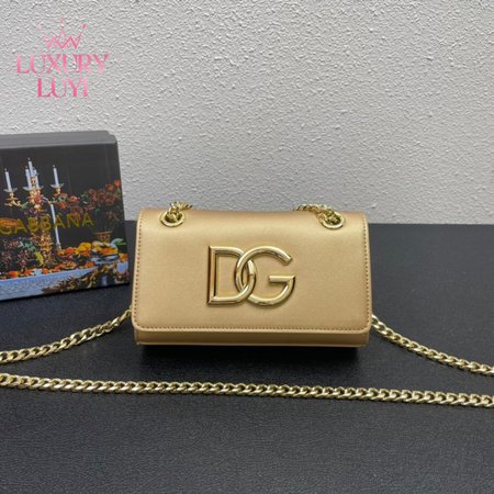 Dolce & Gabbana Calfskin 3.5 Clutch Gold