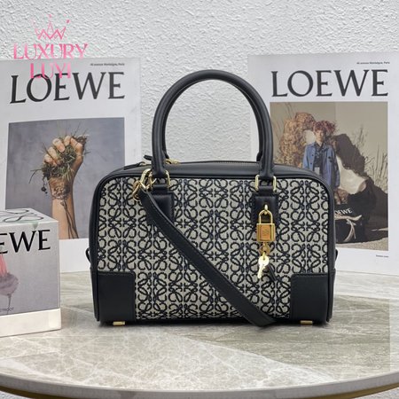 Loewe Amazona 23 In Anagram Jacquard And Calfskin Navy/Black