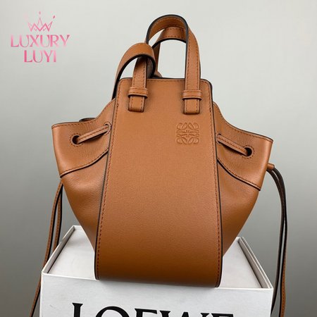 Loewe Mini Hammock Drawstring In Classic Calfskin Tan