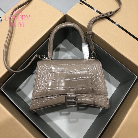 Balenciaga Hourglass Small Handbag Crocodile Embossed