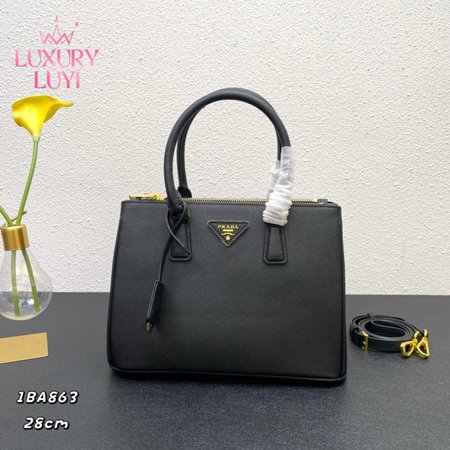 Prada Galleria Saffiano Leather Bag Medium Black 1BA863