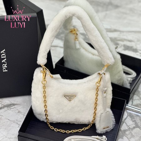 Prada Shearling Mini-Bag White 1BC204