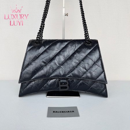 Balenciaga Crush Large Chain Bag Quilted In Black