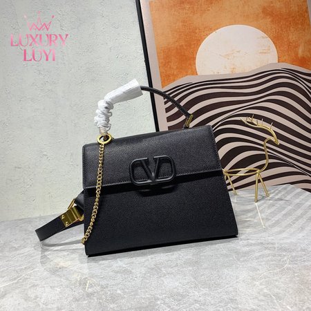 Valentino Small Vsling Grainy Calfskin Handbag Black WB0F53KGW_R82