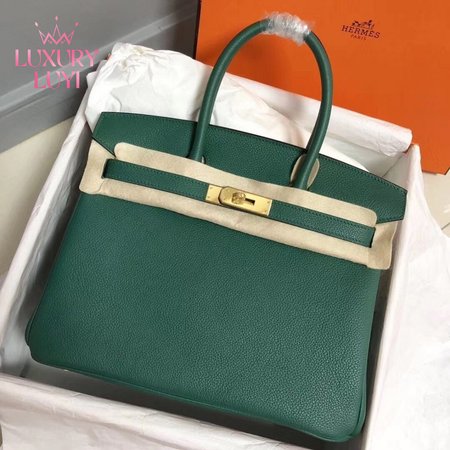 Hermes Birkin 30 Etoupe Togo Birkin Gold Taupe Bag Green