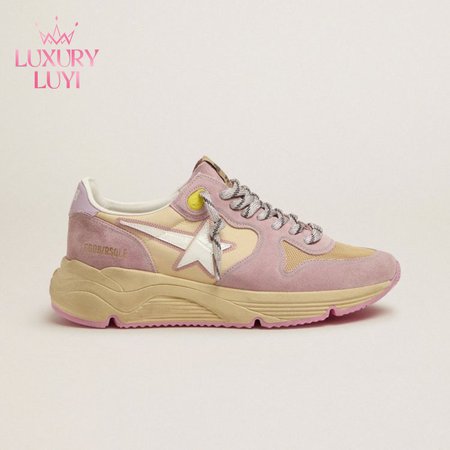 Pastel Pink Running Sole Sneakers With White Star