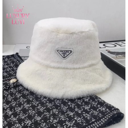 Prada Fluffy Hat White