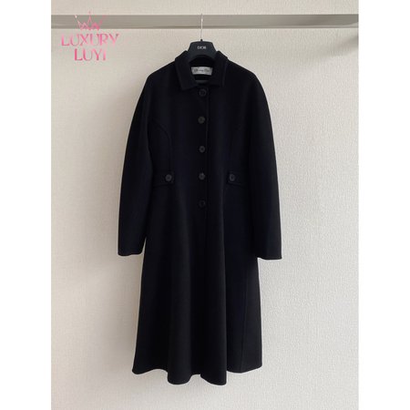 Dior Single-Breasted Long Double-Faced Cashmere Coat Black