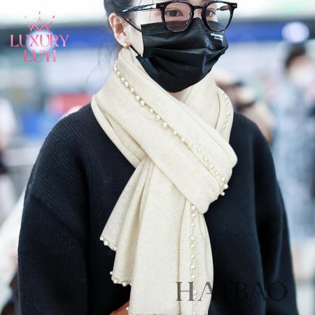 Chanel Pearl Knitted Shawl Scarf