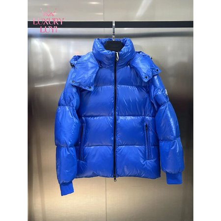 Moncler Autumn And Winter Hooded Down Jacket Blue