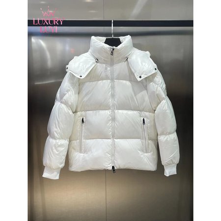 Moncler Autumn And Winter Hooded Down Jacket White