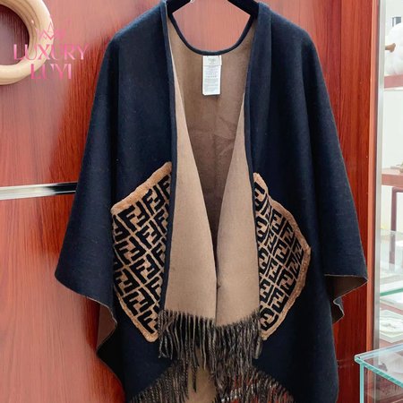 Fendi cloak Cashmere and Wool-blend Poncho Shawl