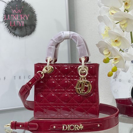 Dior Patent Cannage Lady Dior Red