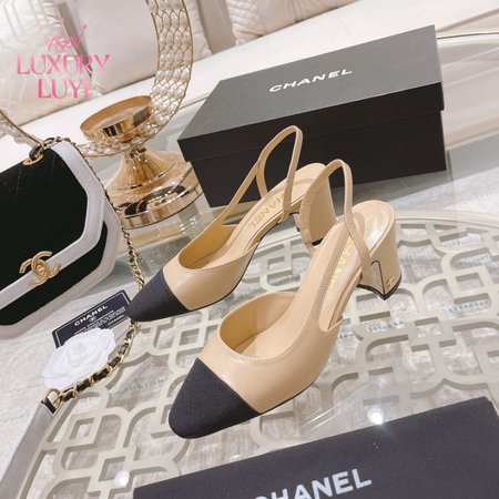 Chanel Slingbacks Goatskin & Grosgrain Beige/Black 34-40