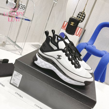 Chanel Sneakers Fabric & Suede Calfskin White/Black 35-40