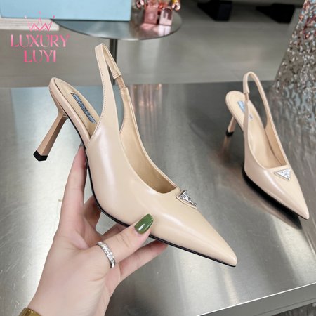 Prada Brushed Leather Slingback Pumps 35-39