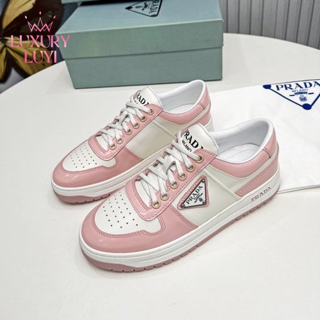 Prada District Perforated Leather Sneakers Pink 35-39