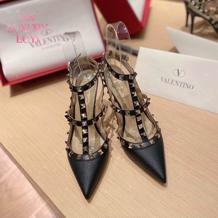 Valentino Rockstud Grainy Leather Ankle Strap Pump 100 MM 35-39