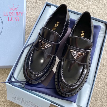 Prada Chocolate Brushed Leather Loafers 35-40